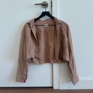 Wilfred Tan Lightweight Button-Front Cropped Shirt